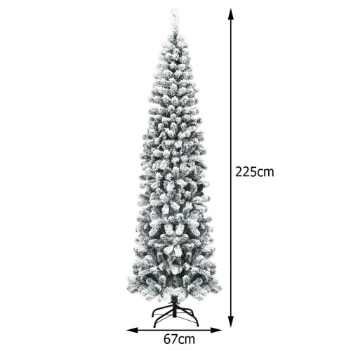Choinka świąteczna smukła z lampkami LED 225 cm
