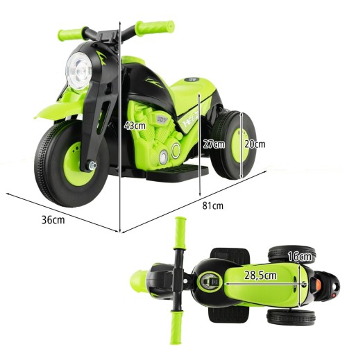 Motocykl elektryczny dla dzieci z efektem bąbelków zielony TQ10165DE-GN