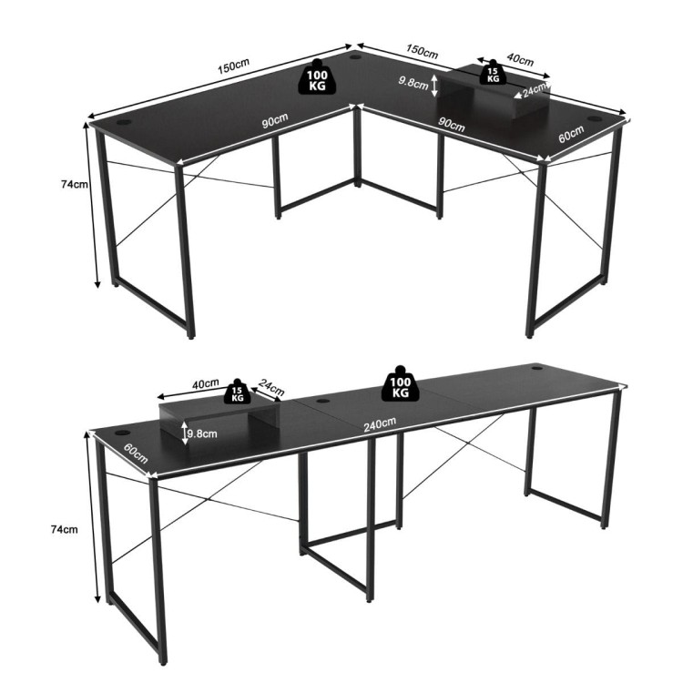 Biurko narożne 2w1 czarne CB10122DK