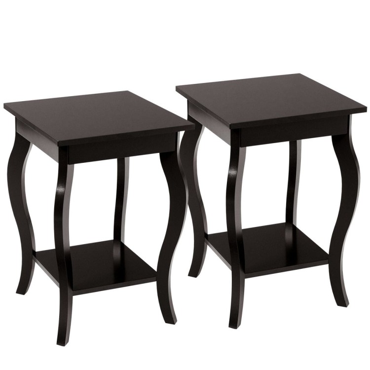 Zestaw 2 eleganckich drewnianych stolików bocznych ciemnobrązowych HW56557CF-2