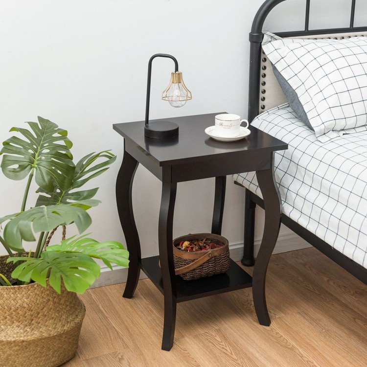 Zestaw 2 eleganckich drewnianych stolików bocznych ciemnobrązowych HW56557CF-2