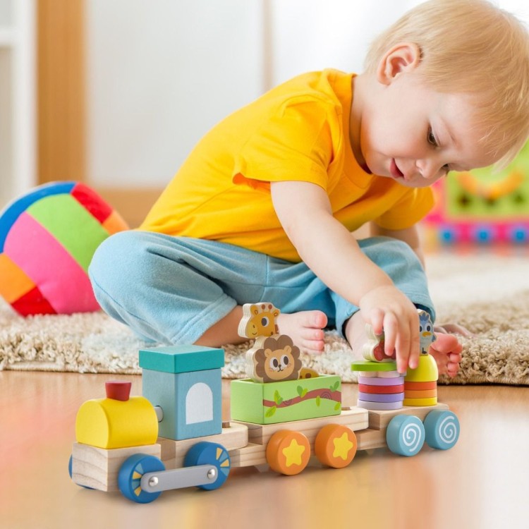 Drewniany pociąg zabawka edukacyjna dla dzieci