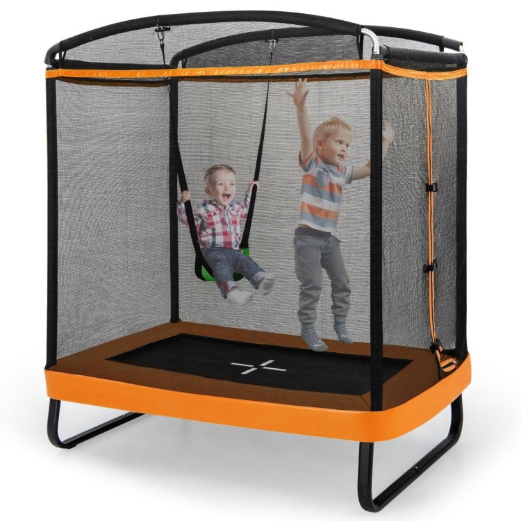 Trampolina dla dzieci 2 w 1 pomarańczowa