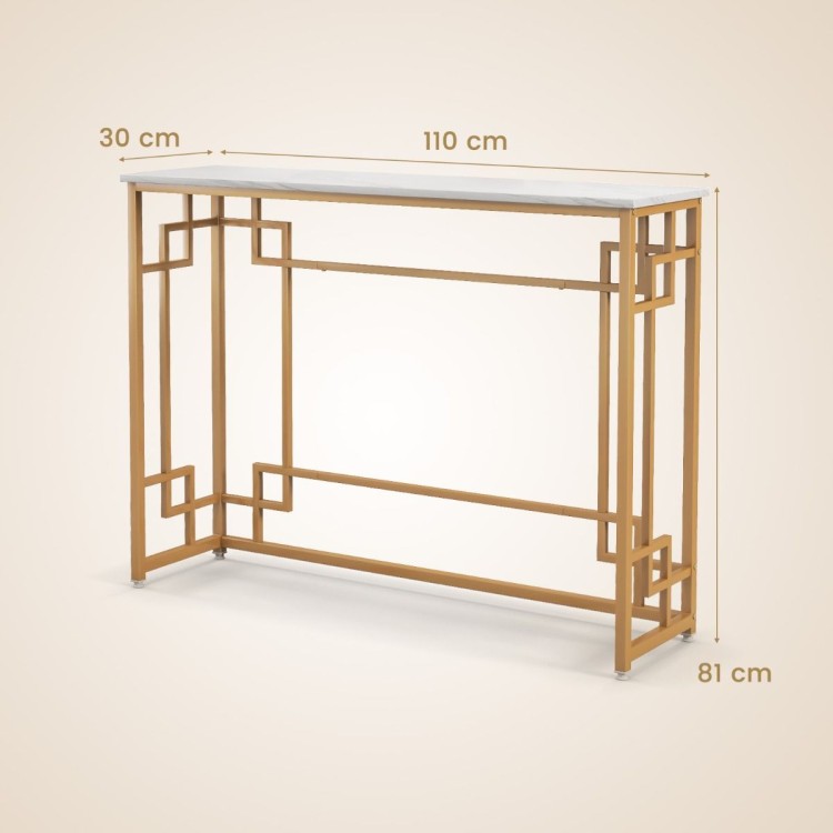 Konsola 110 cm z białym blatem imitującym marmur JV11203WH