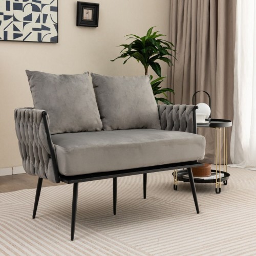 Nowoczesna sofa 2-osobowa Loveseat z poduszkami szara