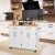 Wyspa kuchenna na kółkach z blatem z drewna kauczukowego biała