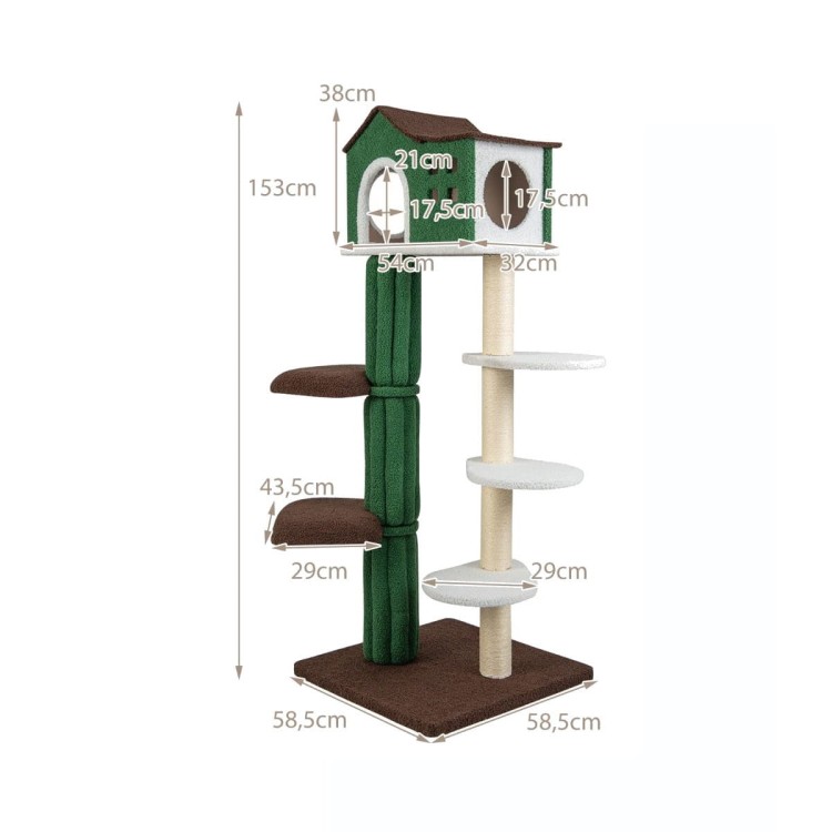 Wielopoziomowy drapak dla kota z domkiem 153cm