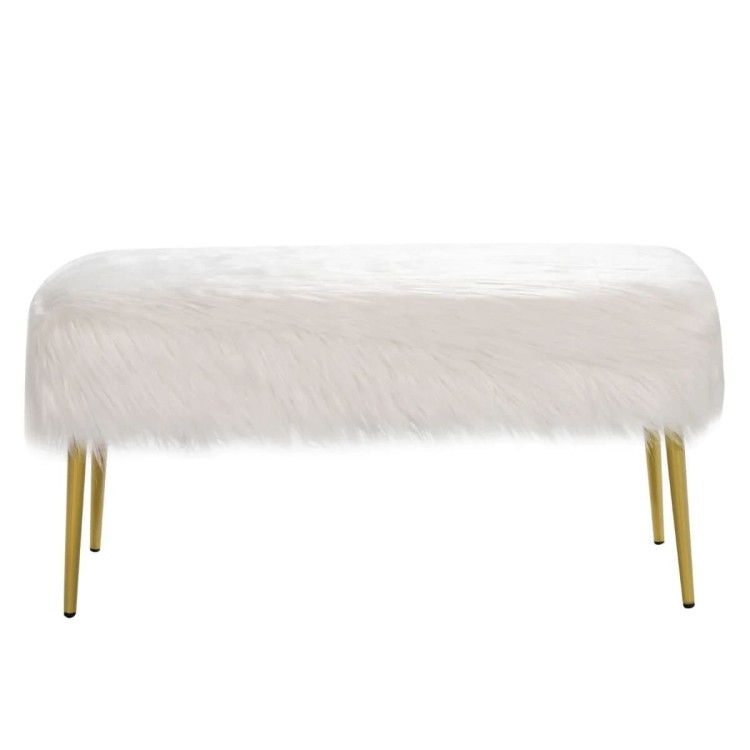 Ławeczka z siedziskiem ze sztucznego futra 91 x 35,5 x 45,5 cm