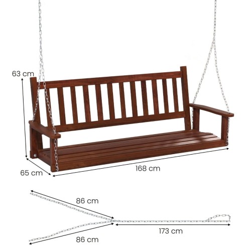 Drewniana huśtawka ogrodowa 168 x 65 x 63cm