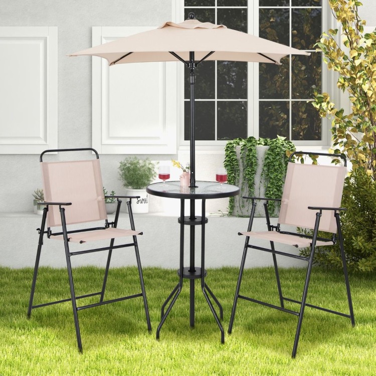 Zestaw mebli ogrodowych 2 krzesła + stolik barowy + parasol