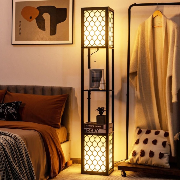 Lampa podłogowa z 2 półkami