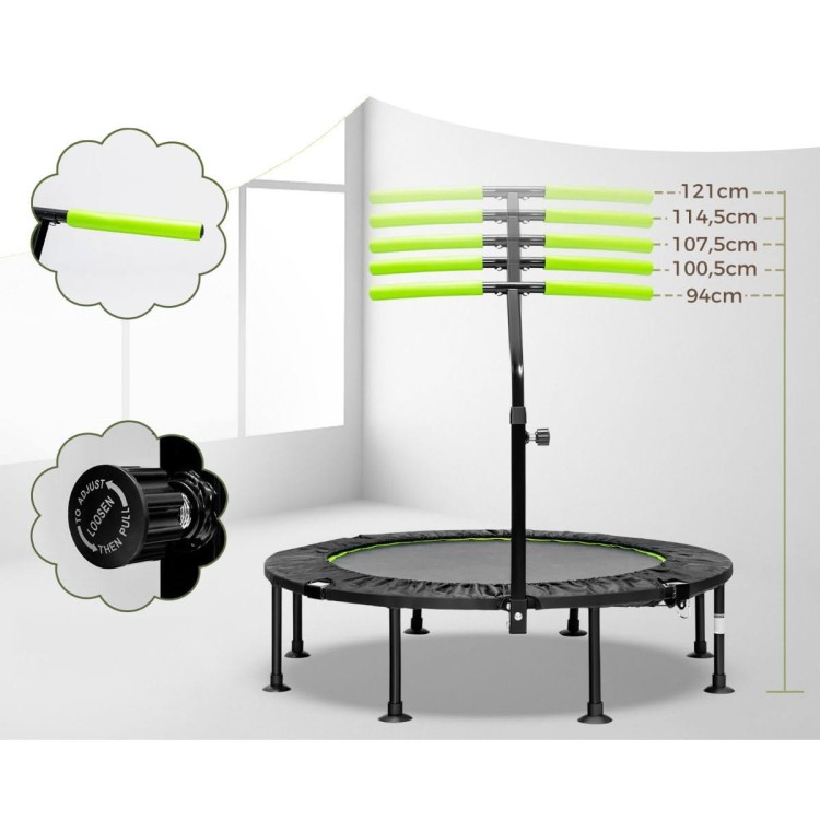 Składana mini trampolina z regulowaną poręczą