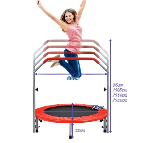 Składana mini trampolina fitness z regulowaną poręczą