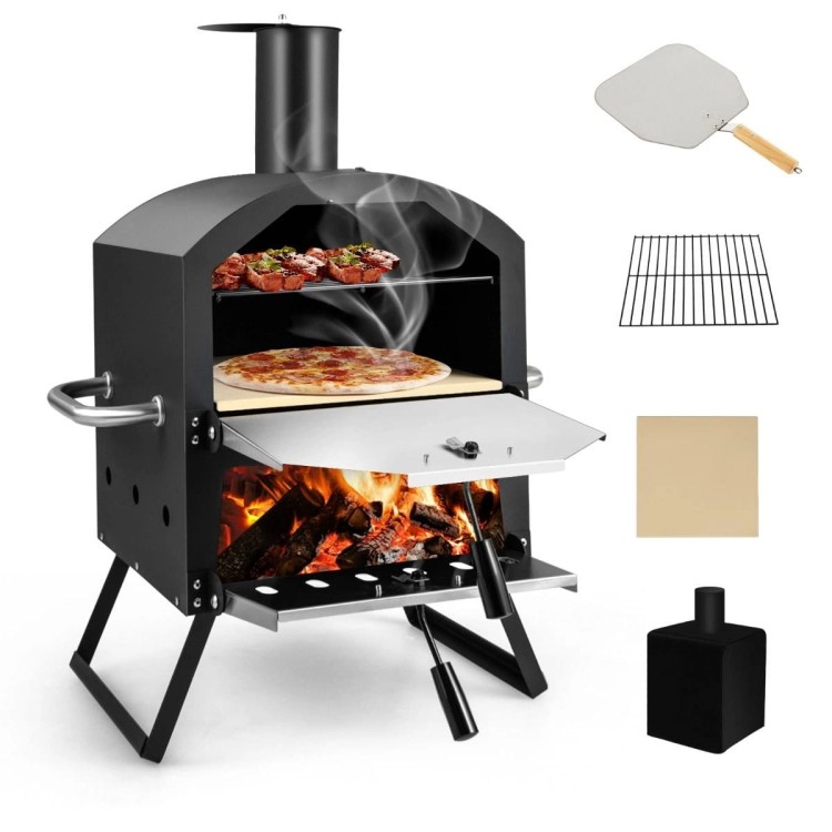 Dwupoziomowy piec do pizzy ze składanymi nogami