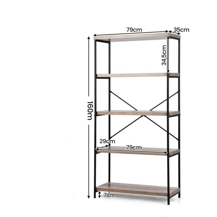 5-poziomowy regał w stylu industrialnym 79 x 35 x 160 cm