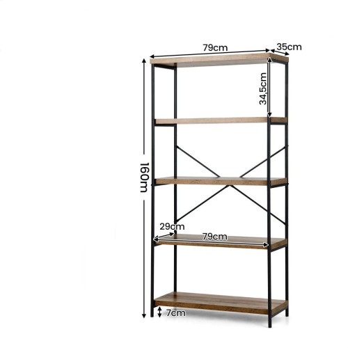 5-poziomowy regał w stylu industrialnym 79 x 35 x 160 cm