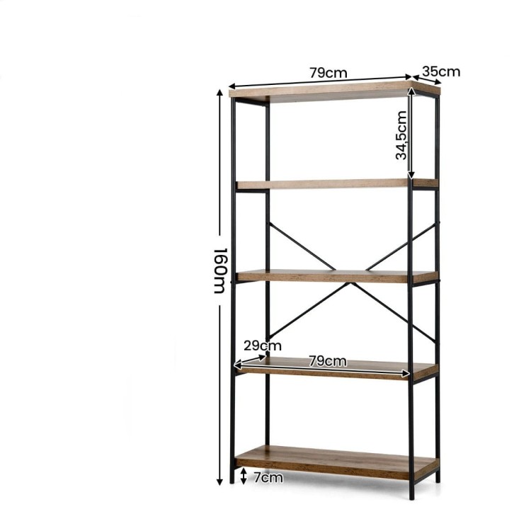 5-poziomowy regał w stylu industrialnym 79 x 35 x 160 cm