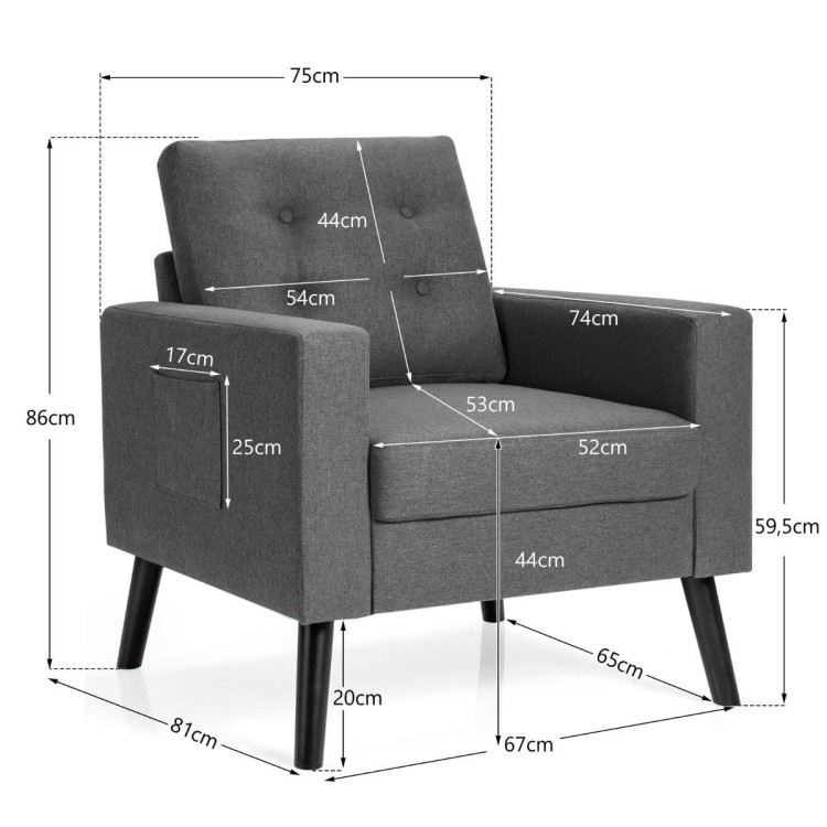 Nowoczesny fotel w stylu skandynawskim 75 x 81 x 86 cm
