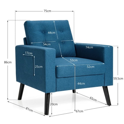 Nowoczesny fotel w stylu skandynawskim 75 x 81 x 86 cm