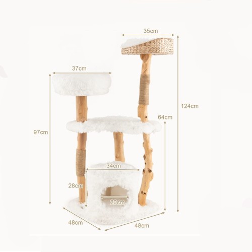 Drapak dla kota z litego drewna 48 x 48 x 124 cm