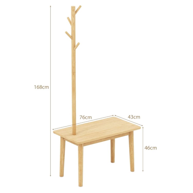 Wieszak na ubrania z ławką na buty 76 x 43 x 168 cm