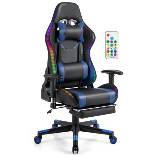 Fotel gamingowy z podświetleniem LED RGB niebieski