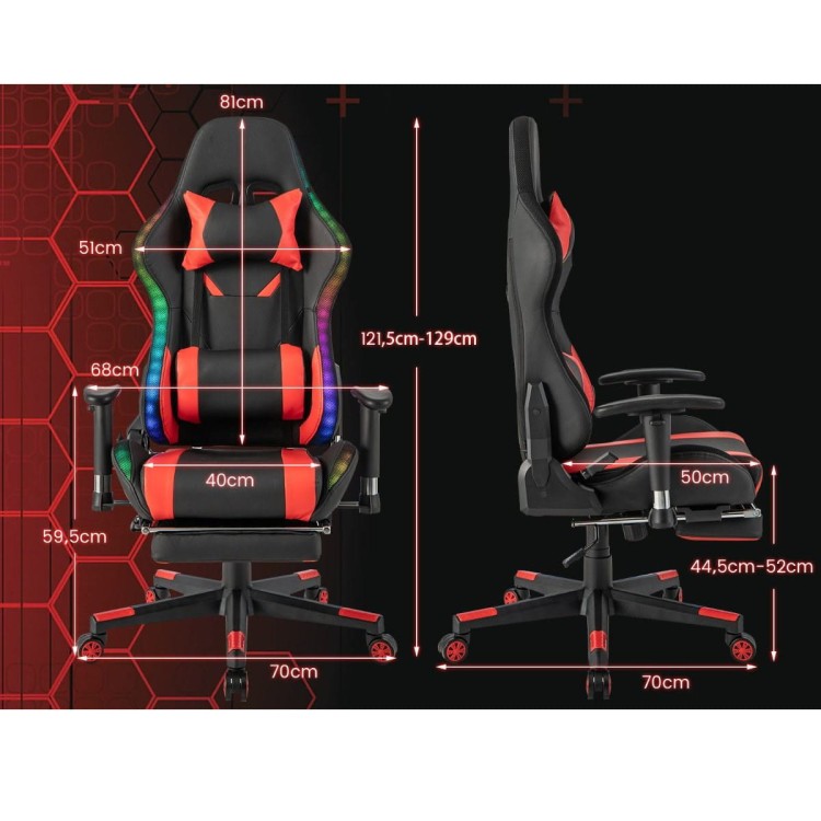 Fotel gamingowy z podświetleniem LED RGB czerwony