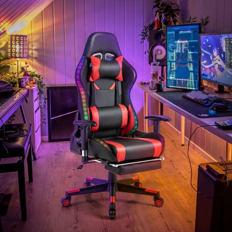 Fotel gamingowy z podświetleniem LED RGB czerwony