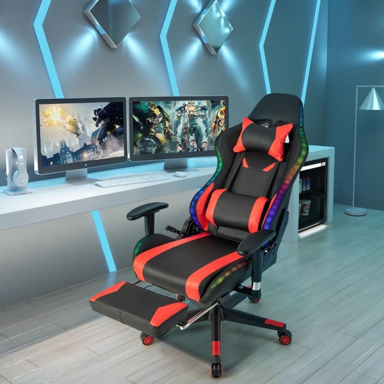Fotel gamingowy z podświetleniem LED RGB czerwony