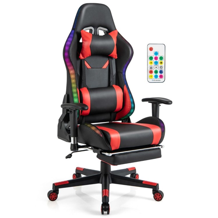 Fotel gamingowy z podświetleniem LED RGB czerwony