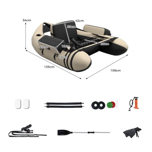 Belly Boat pływadełko wędkarskie beżowe