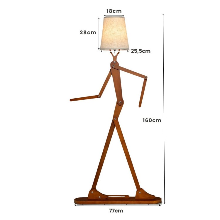 Regulowana lampa podłogowa w kształcie człowieka