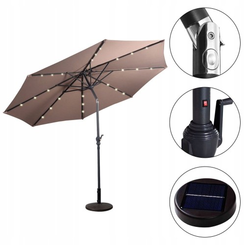 Parasol ogrodowy z diodami solarnymi led 300 cm