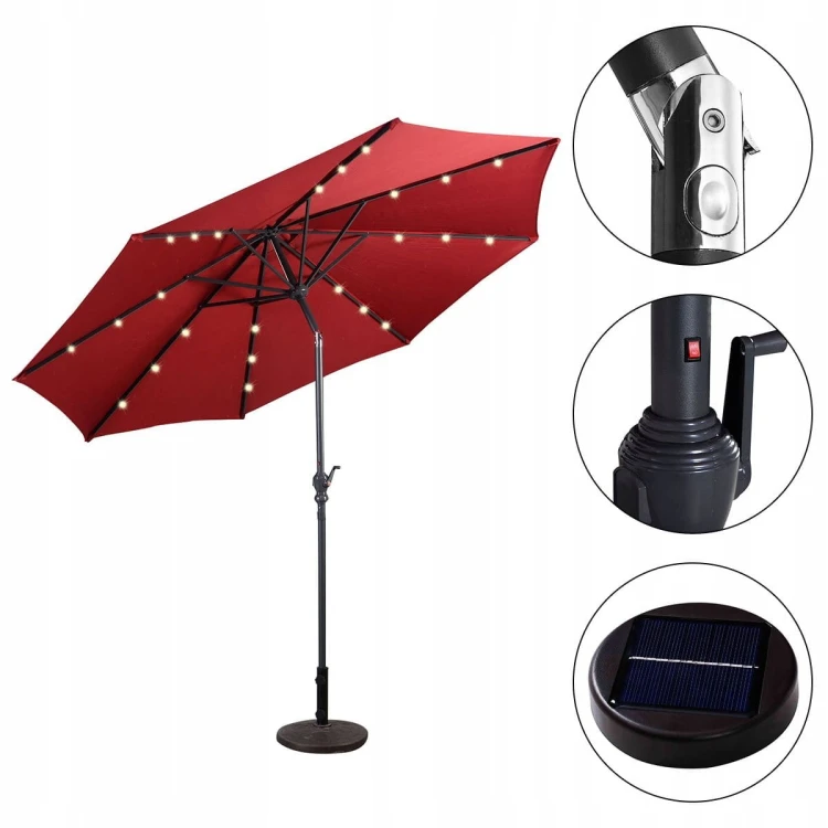 Parasol ogrodowy z solarnymi diodami led 300 cm