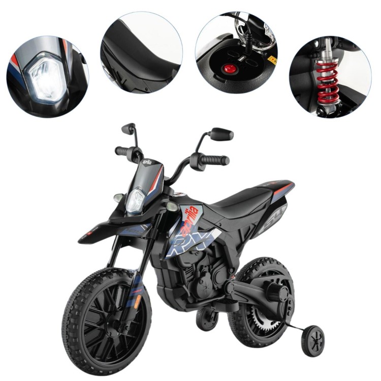 Elektryczny motocykl Aprilia dla dzieci niebieski