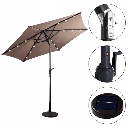 Parasol ogrodowy z diodami solarnymi led 270 cm