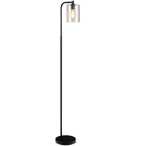 Industrialna lampa podłogowa z szklanym kloszem