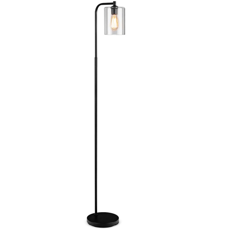 Industrialna lampa podłogowa z szklanym kloszem