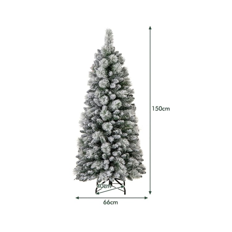 Ośnieżona choinka z ciepłymi światłami LED 150 cm