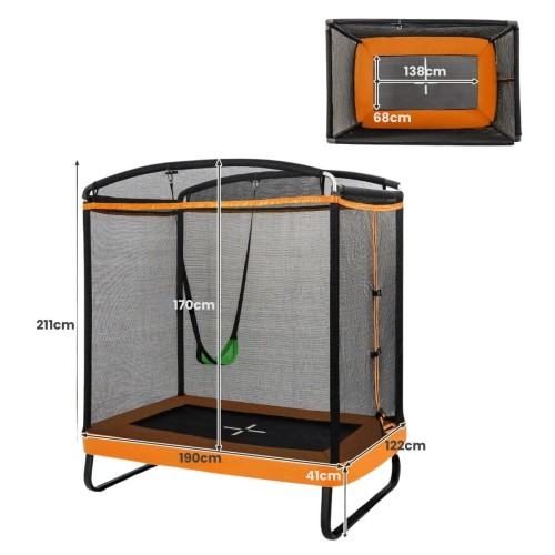 Trampolina dla dzieci 2 w 1 pomarańczowa