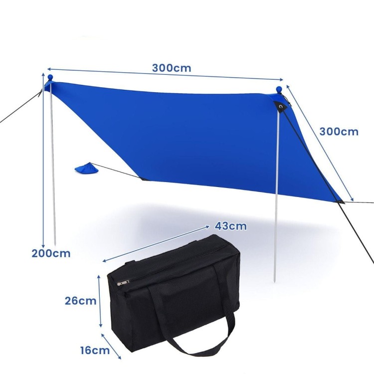 Baldachim plażowy 300 x 300 cm granatowy