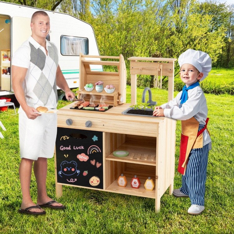 Drewniana zabawkowa kuchnia ogrodowa dla dzieci grill