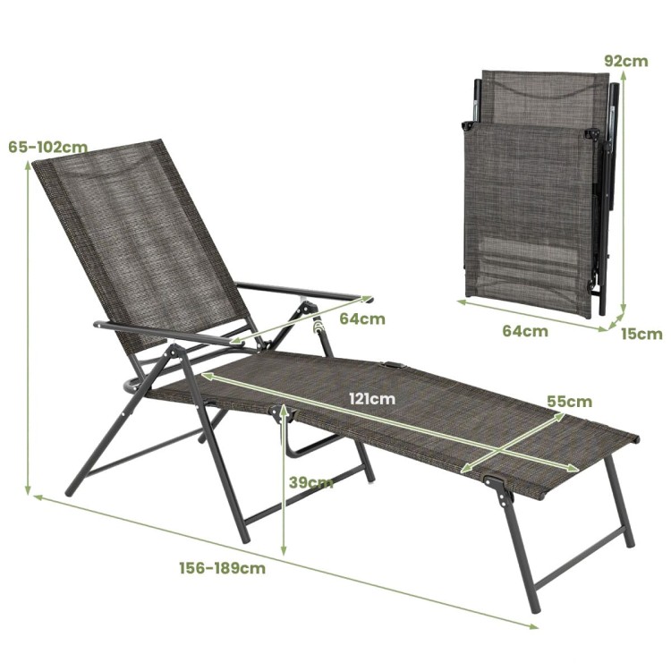 Leżak ogrodowy z regulowanym oparciem zestaw 2 szt.