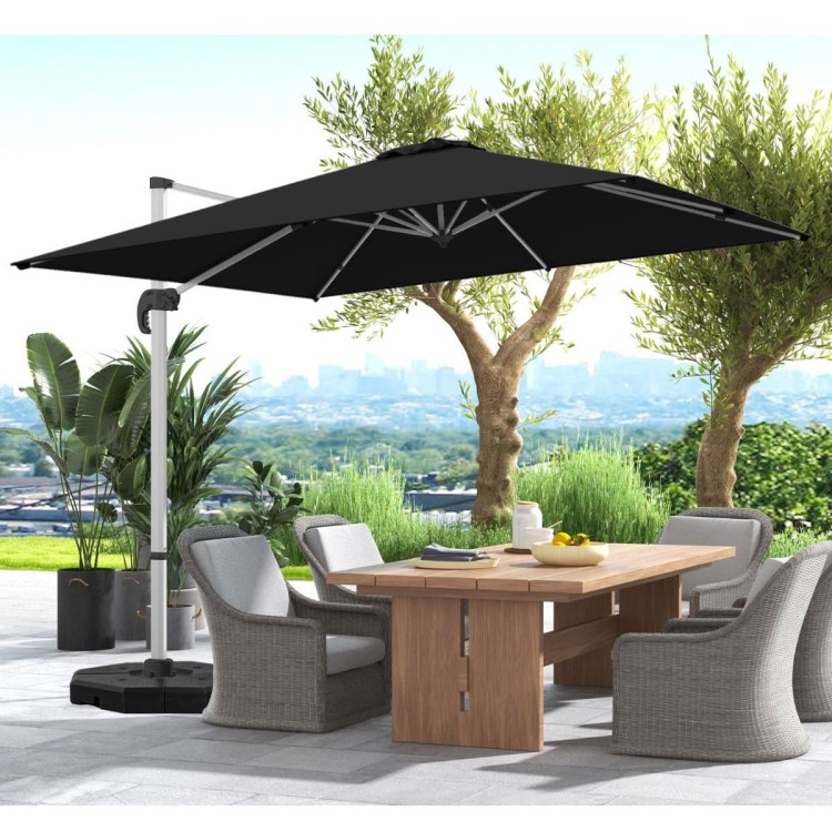 Parasol z podstawą krzyżową i aluminiowym słupkiem 300 x 300 x 261 cm czarny