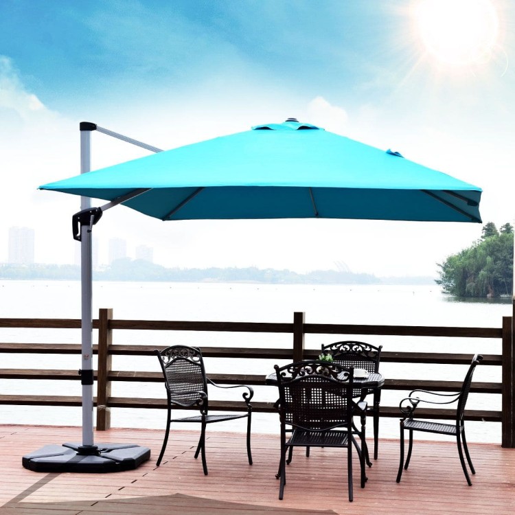 Parasol z podstawą krzyżową i aluminiowym słupkiem 300 x 300 x 261 cm niebieski