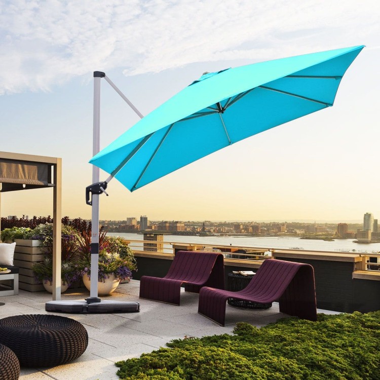 Parasol z podstawą krzyżową i aluminiowym słupkiem 300 x 300 x 261 cm niebieski