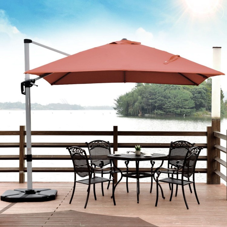 Parasol z podstawą krzyżową i aluminiowym słupkiem 300 x 300 x 261 cm pomarańczowy