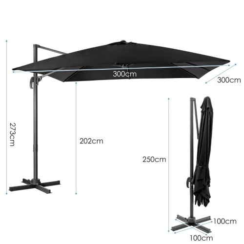 Parasol ogrodowy zewnętrzny 300 x 300 x 273 cm