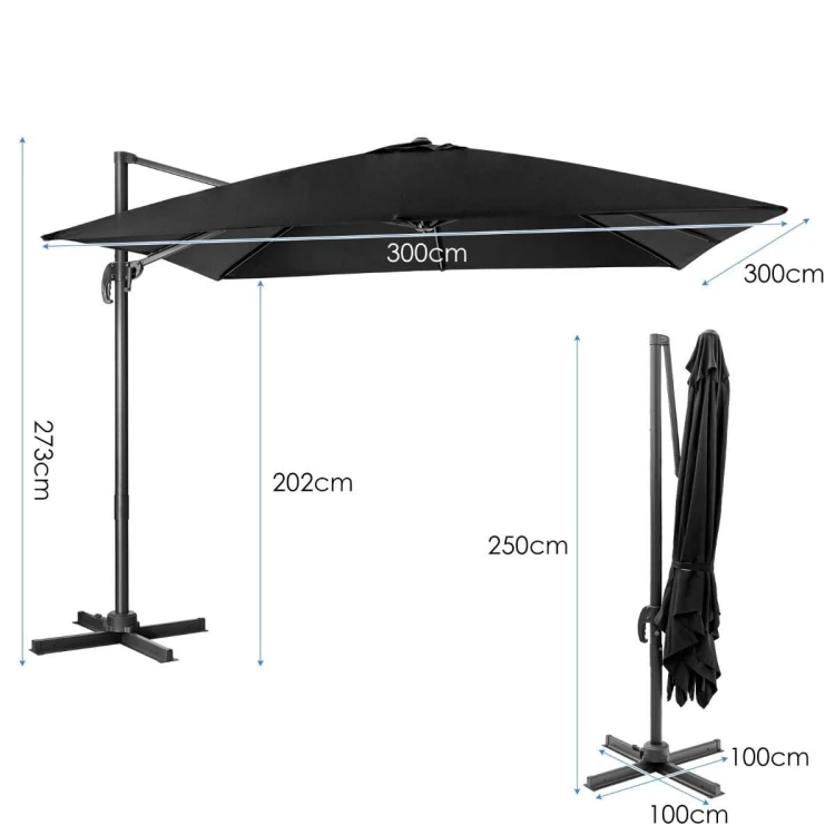 Parasol ogrodowy zewnętrzny 300 x 300 x 273 cm