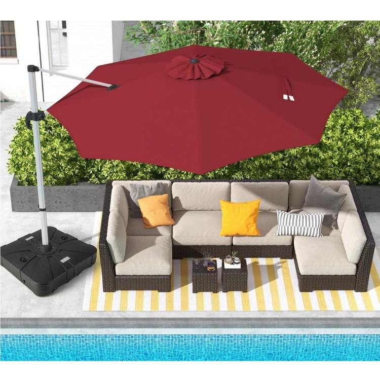 Okrągły parasol ogrodowy 339 cm czerwony